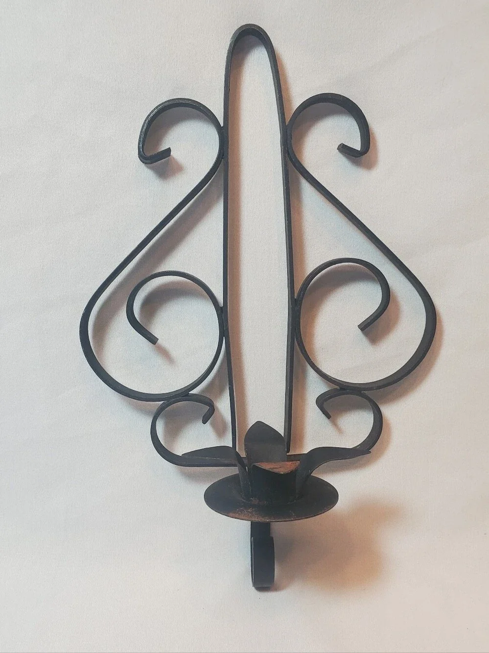 Black Victorian Gothic Vtg Scroll Wall Hanging Sconce Taper Candle Holder